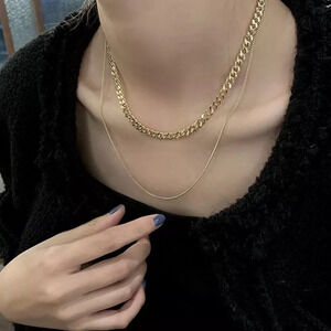 Gold Double Layered Chain Necklace Brand New